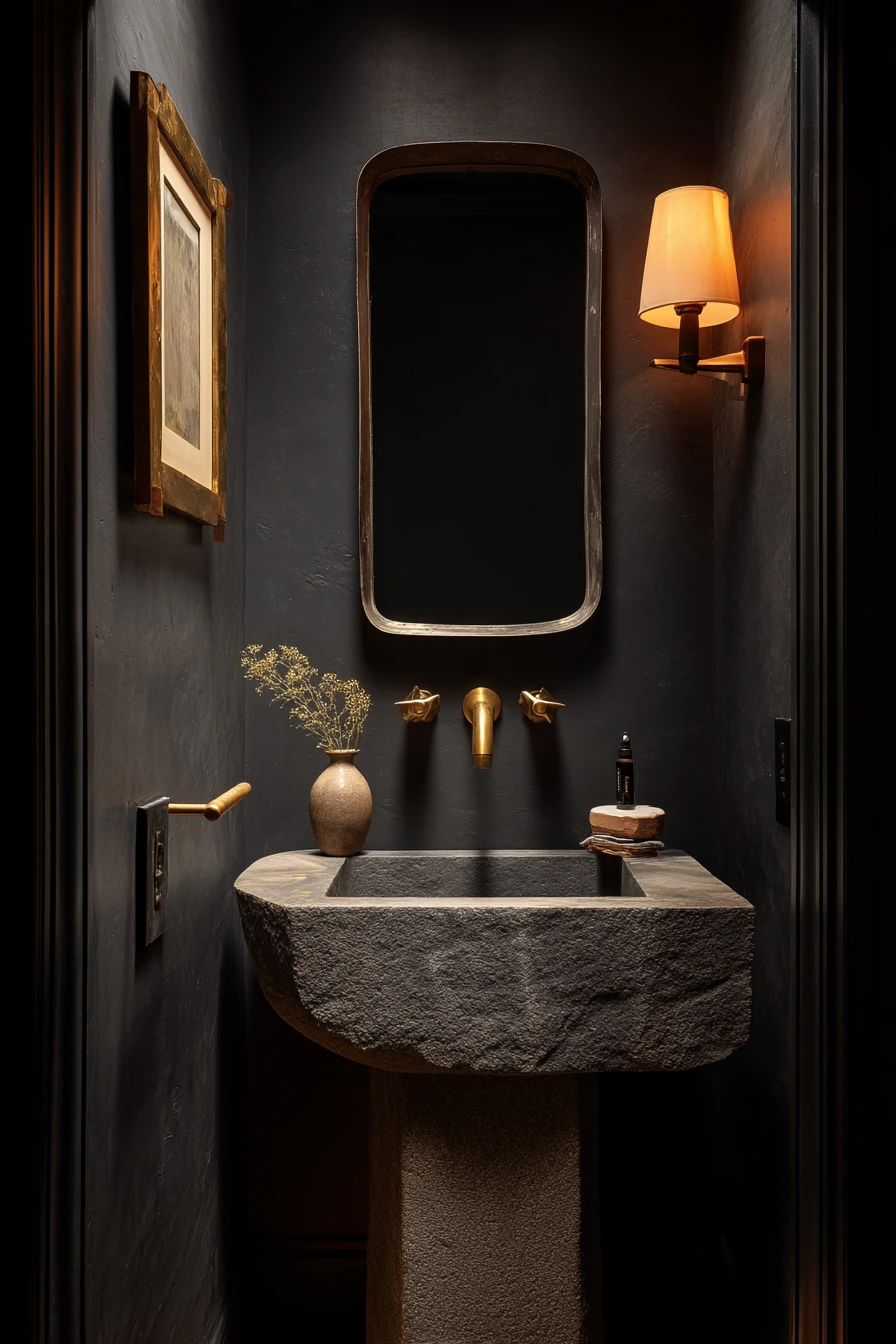 Dark and Moody Powder Room