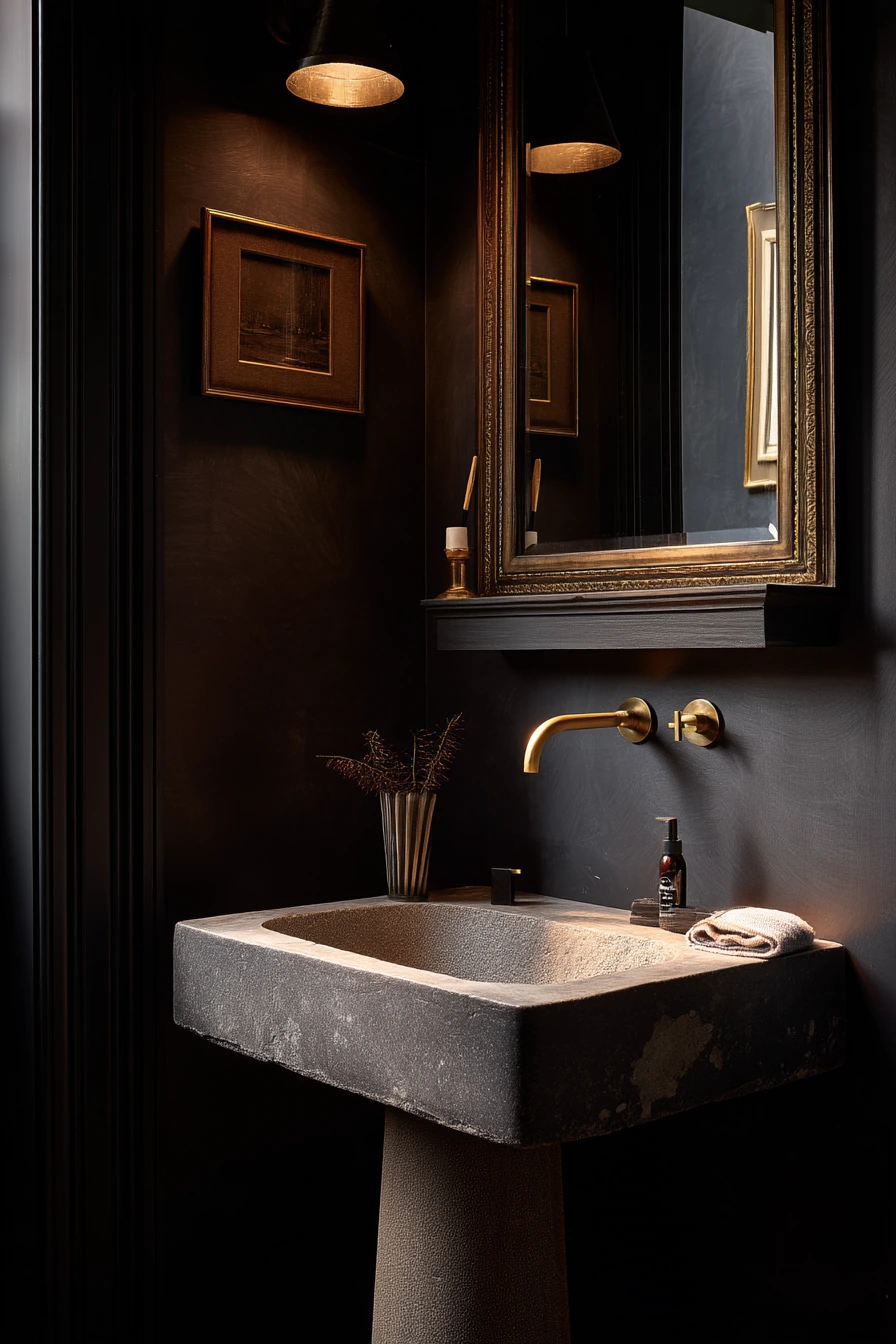 Dark and Moody Powder Room
