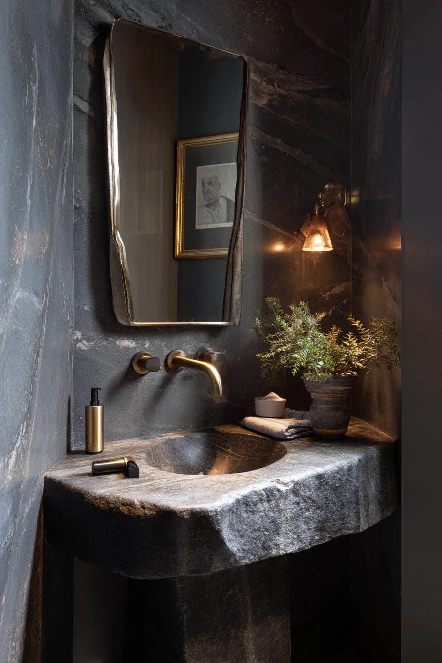 Dark and Moody Powder Room