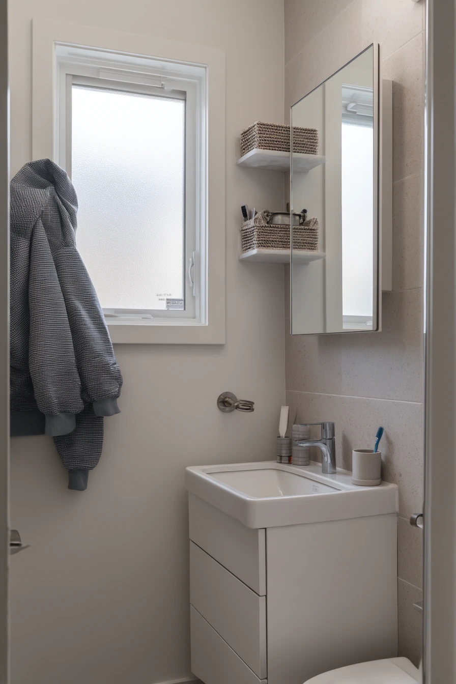 Small Hall Bath With Big Storage