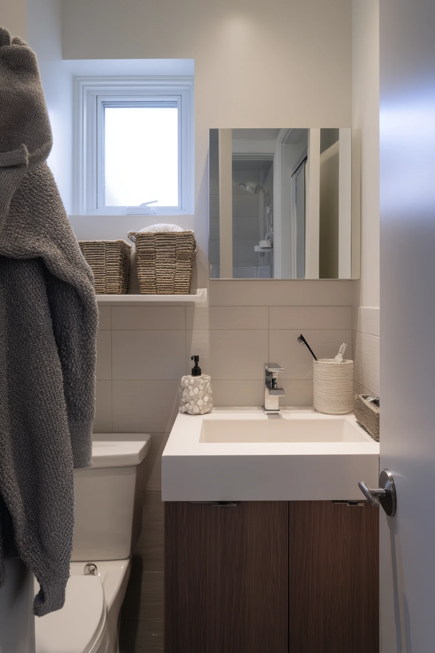 Small Hall Bath With Big Storage