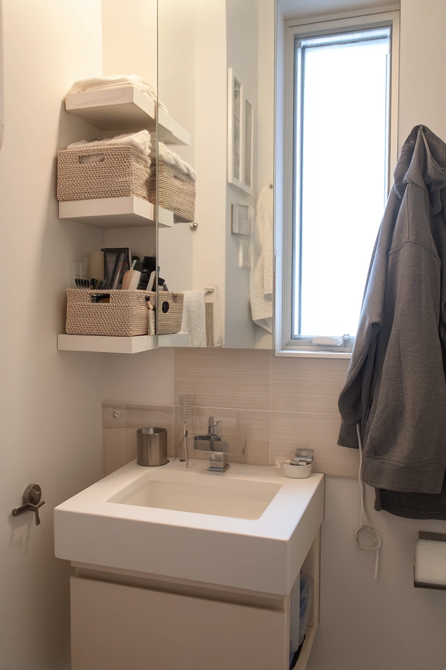 Small Hall Bath With Big Storage