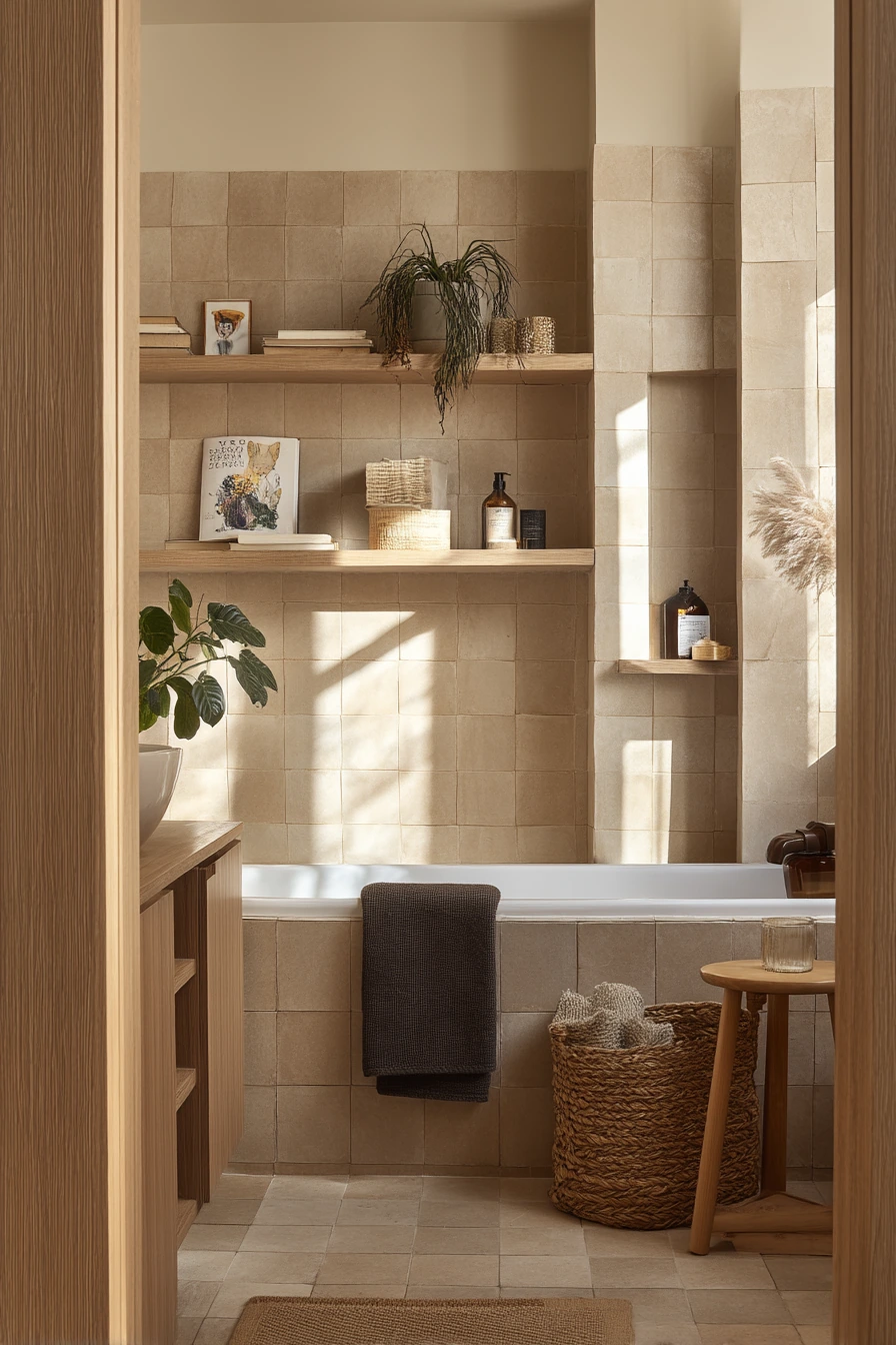 Warm Neutrals and Espresso Grout