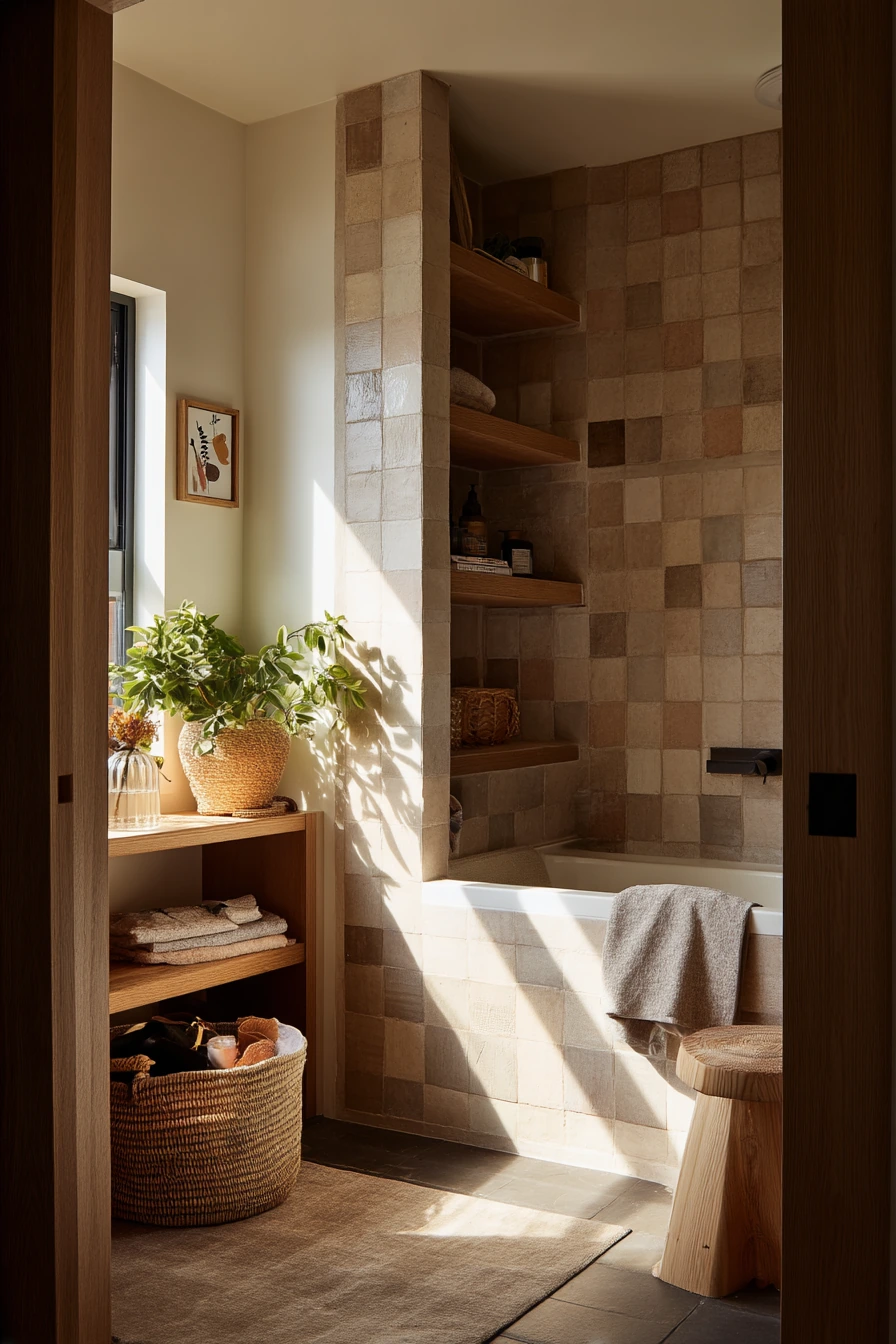 Warm Neutrals and Espresso Grout