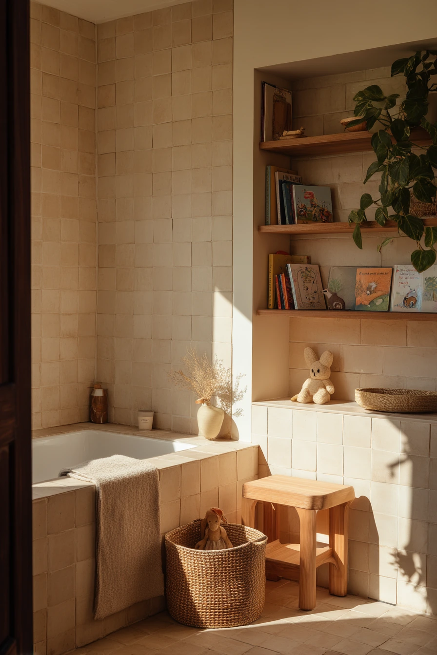 Warm Neutrals and Espresso Grout