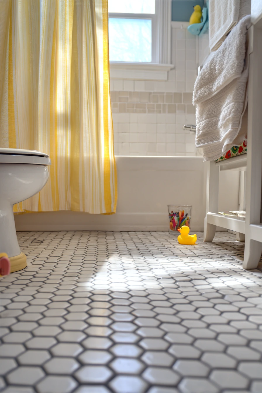 Kids’ Bath with Playful Contrast Grout