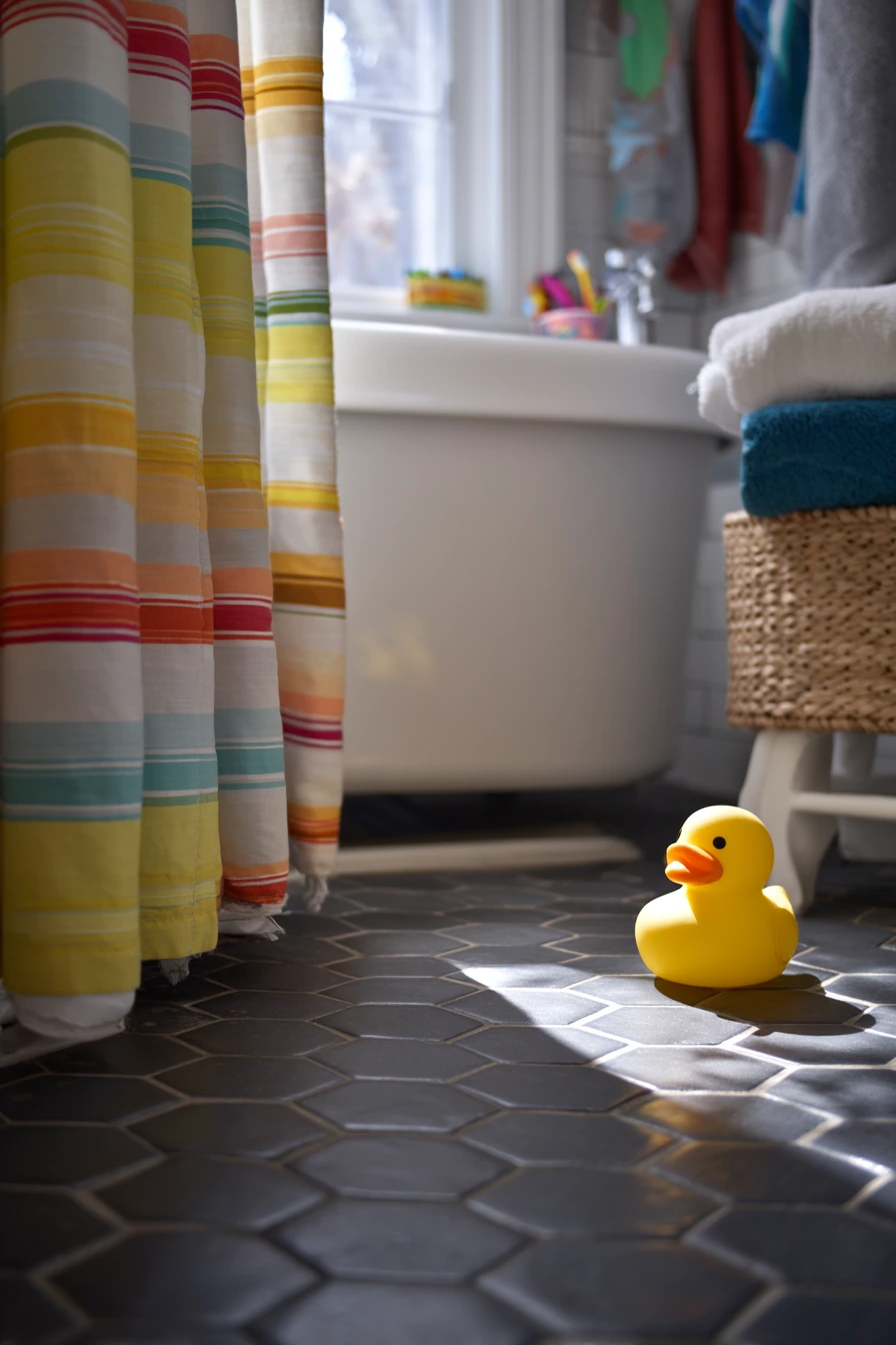 Kids’ Bath with Playful Contrast Grout