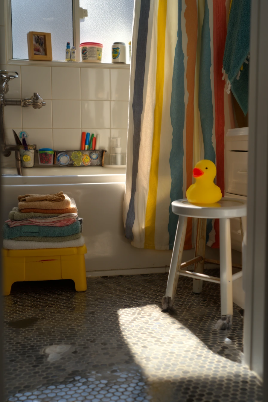 Kids’ Bath with Playful Contrast Grout