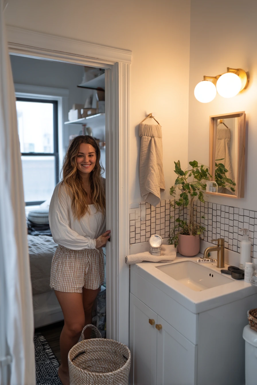 Rental-Friendly Peel-and-Stick Look with Dark Grout Lines