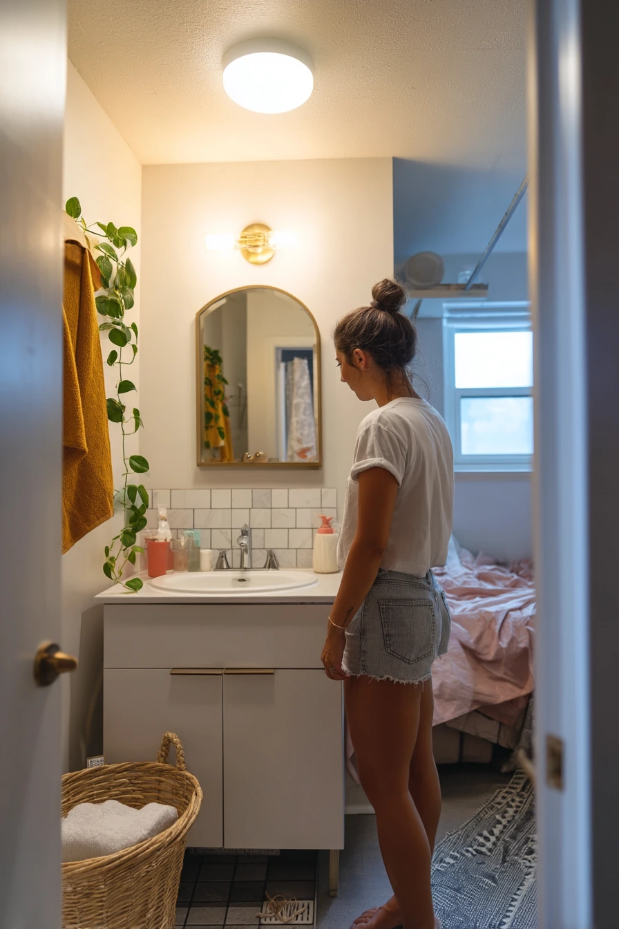 Rental-Friendly Peel-and-Stick Look with Dark Grout Lines