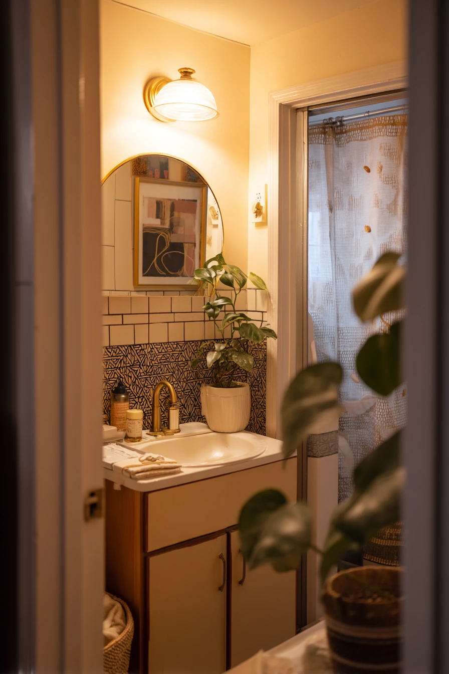Rental-Friendly Peel-and-Stick Look with Dark Grout Lines