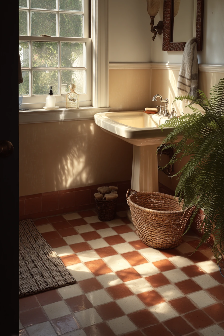 Checkerboard Floor with Contrasting Grout Definition