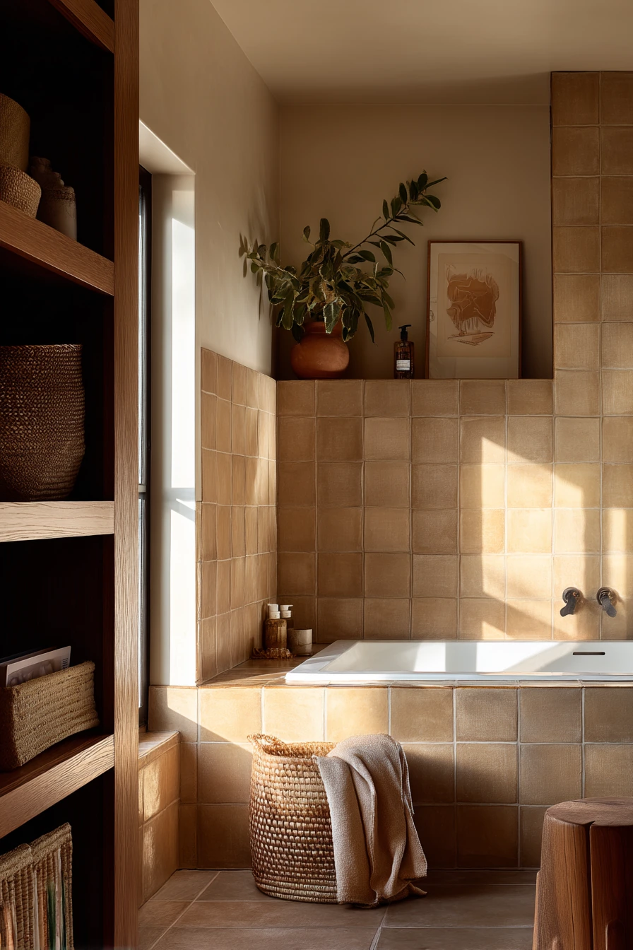 Warm Neutrals and Espresso Grout