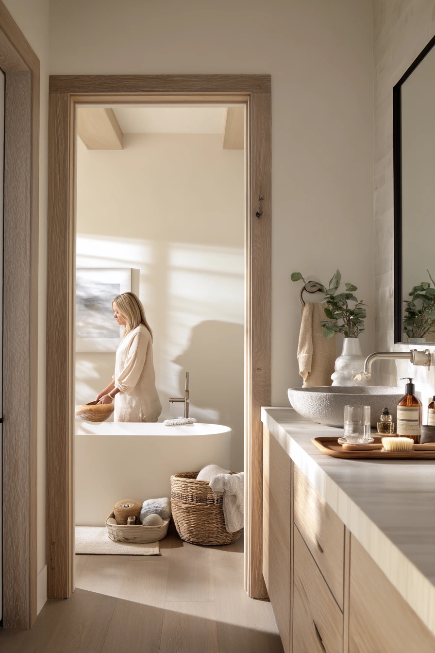 Soft Neutrals in a Family Morning Bath