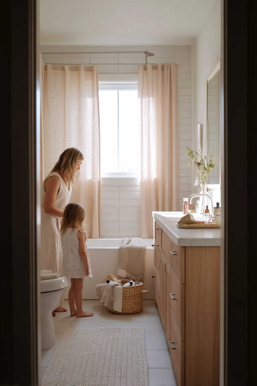 Soft Neutrals in a Family Morning Bath