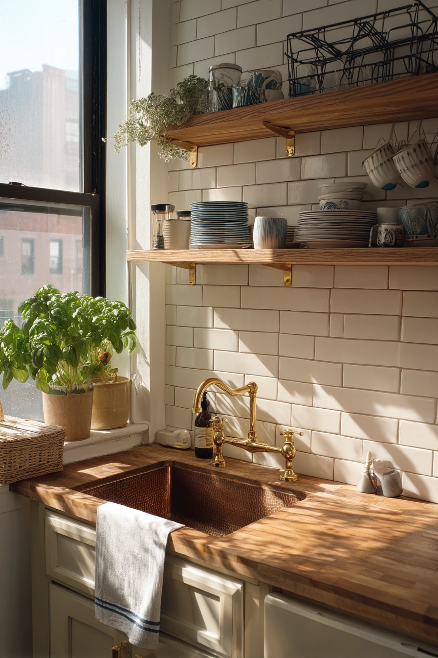 Small Galley Kitchen Copper Sink Upgrade