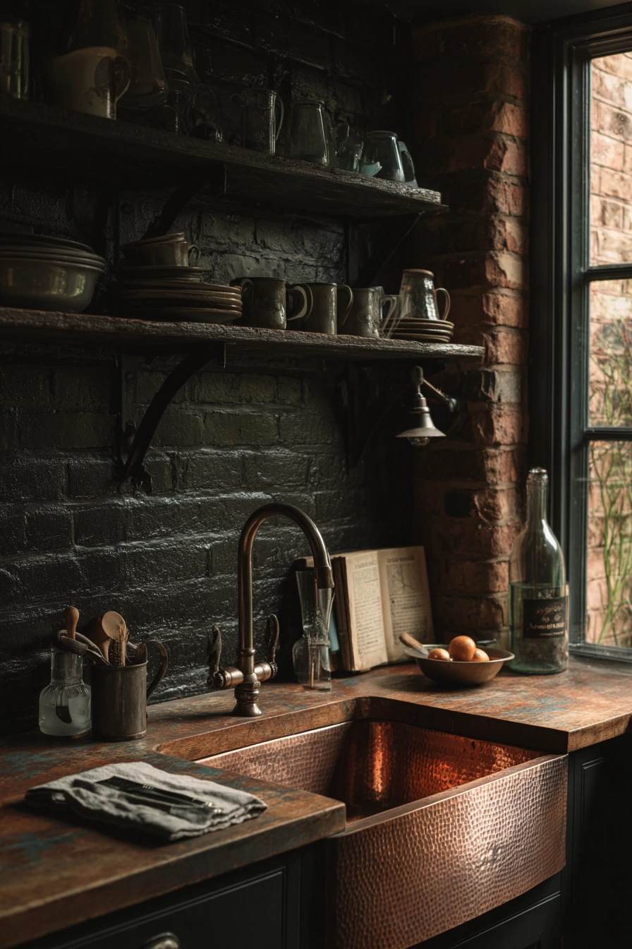 Rustic-Industrial Sink for a Busy Couple