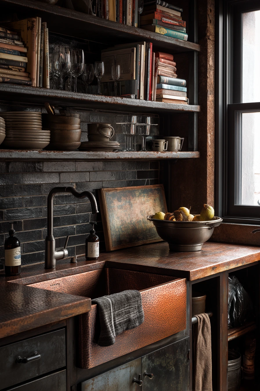 Rustic-Industrial Sink for a Busy Couple