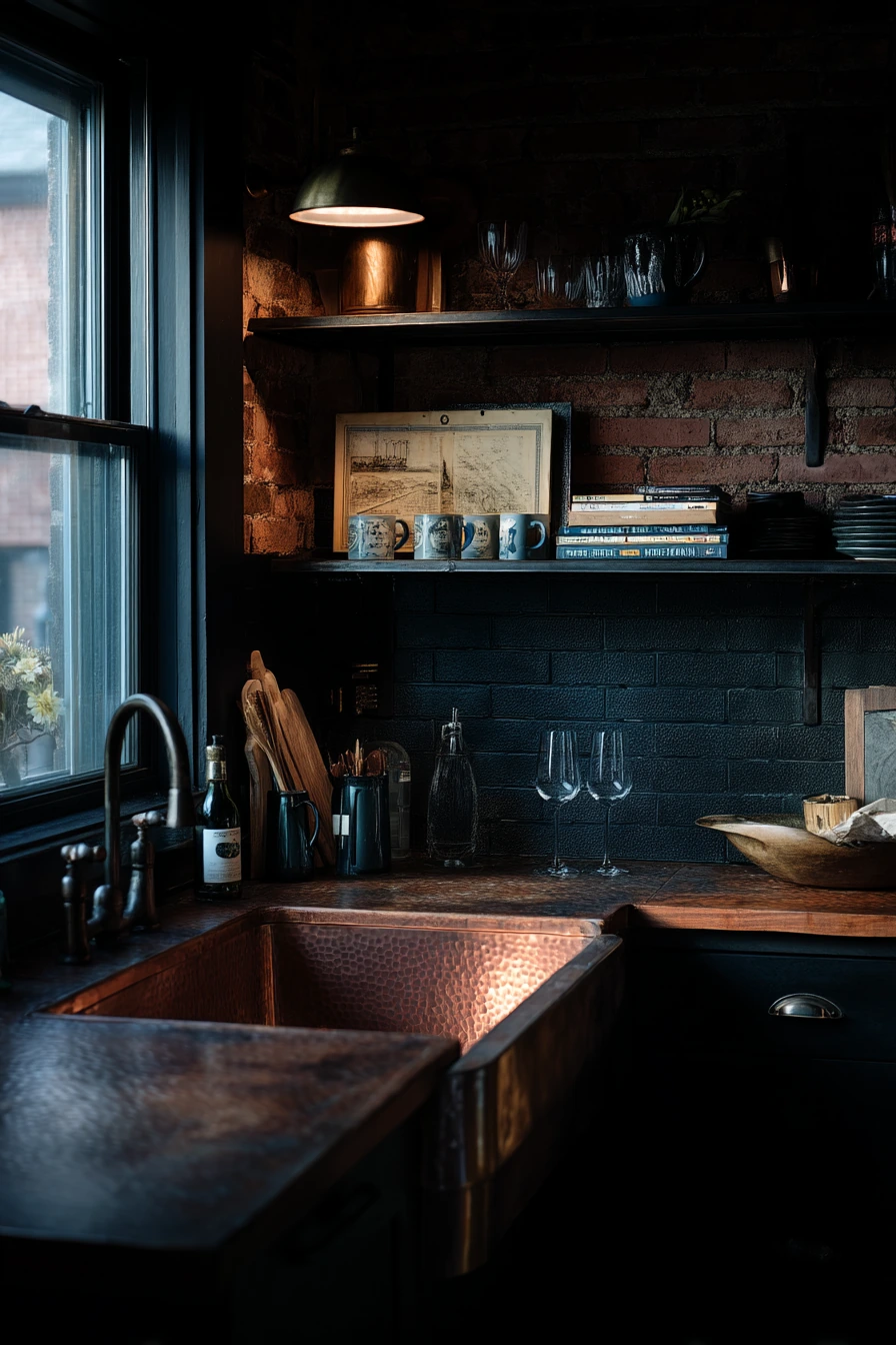 Rustic-Industrial Sink for a Busy Couple