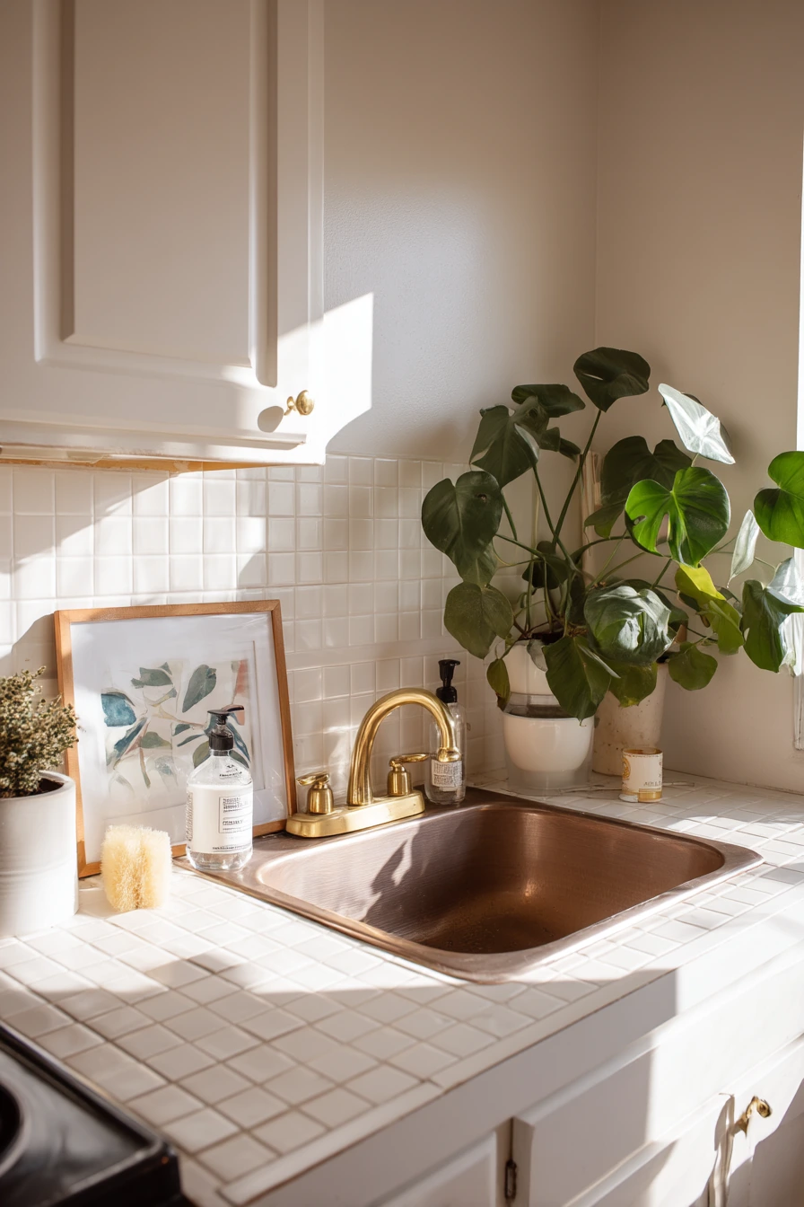 Rental-Friendly Copper Sink Styling Idea