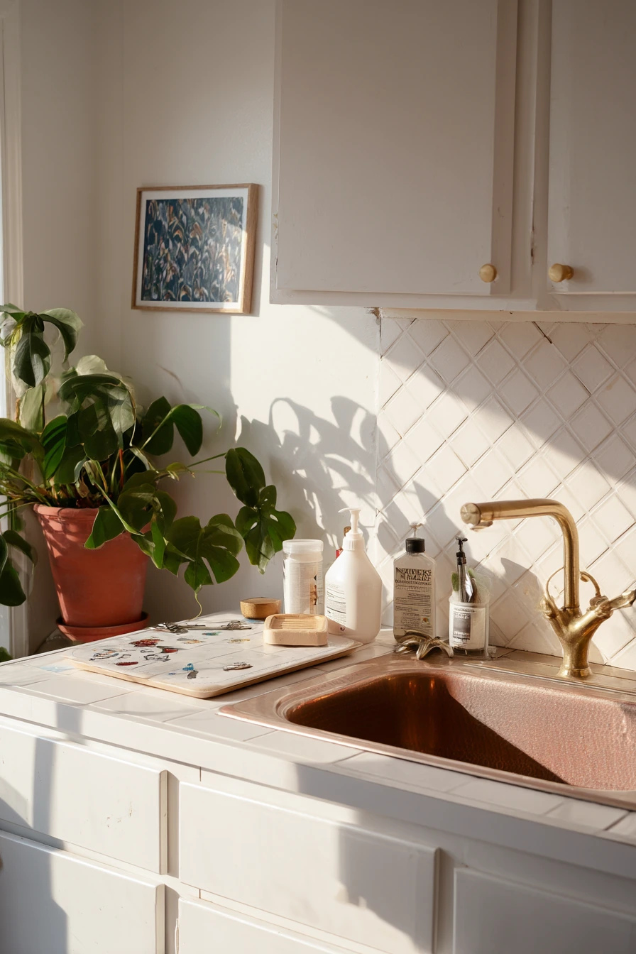Rental-Friendly Copper Sink Styling Idea