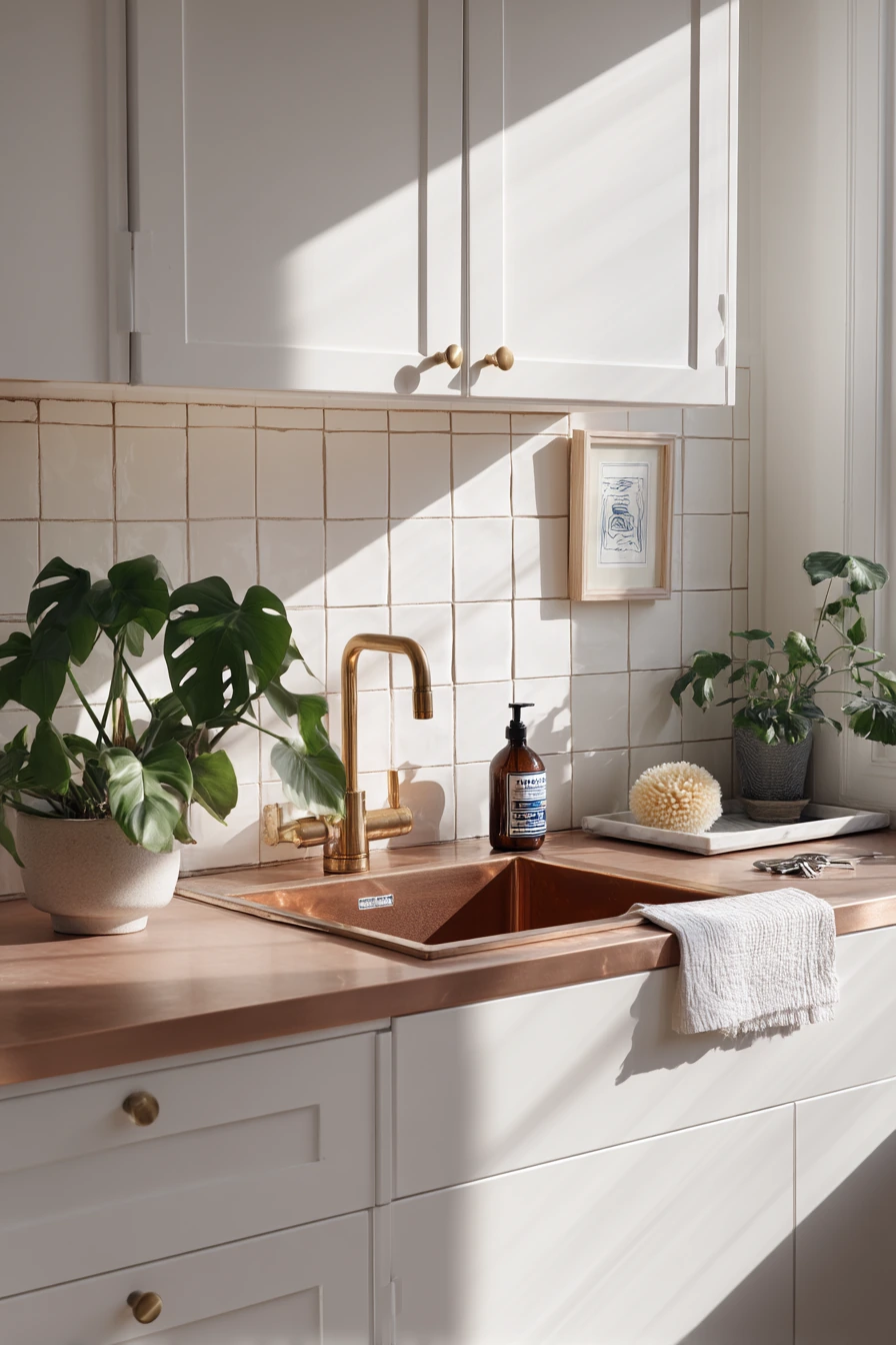 Rental-Friendly Copper Sink Styling Idea
