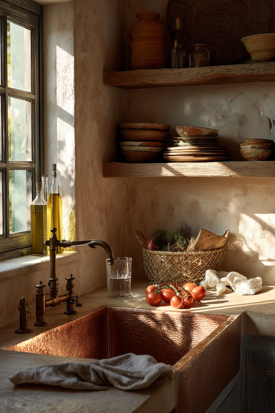 Mediterranean-Inspired Kitchen With Aged Copper