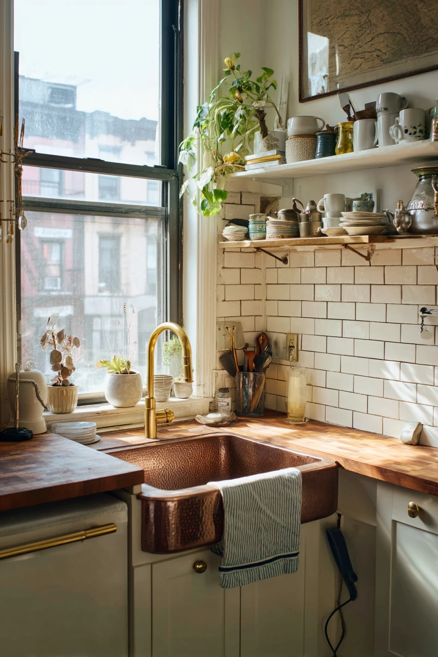 Small Galley Kitchen Copper Sink Upgrade