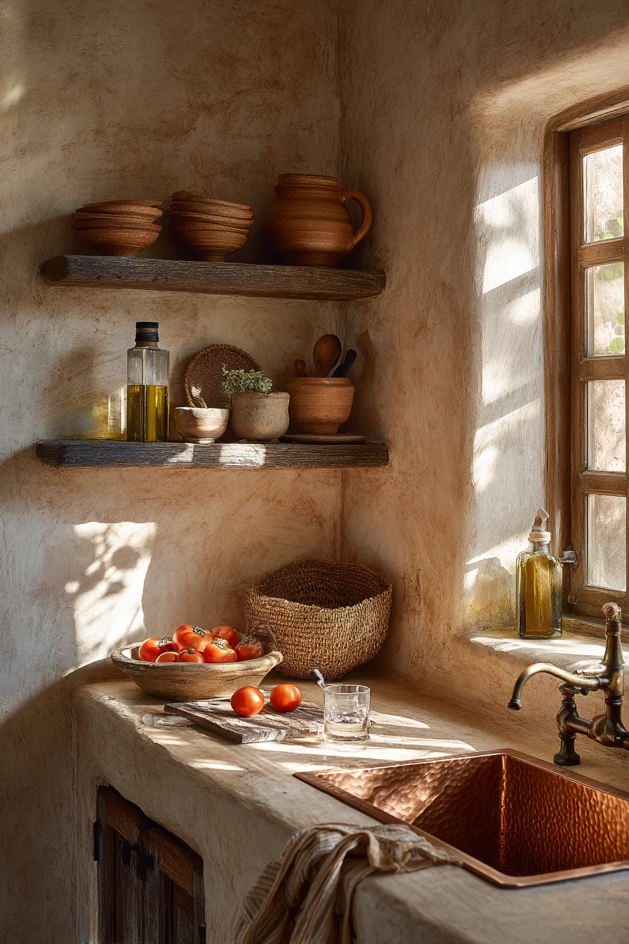 Mediterranean-Inspired Kitchen With Aged Copper