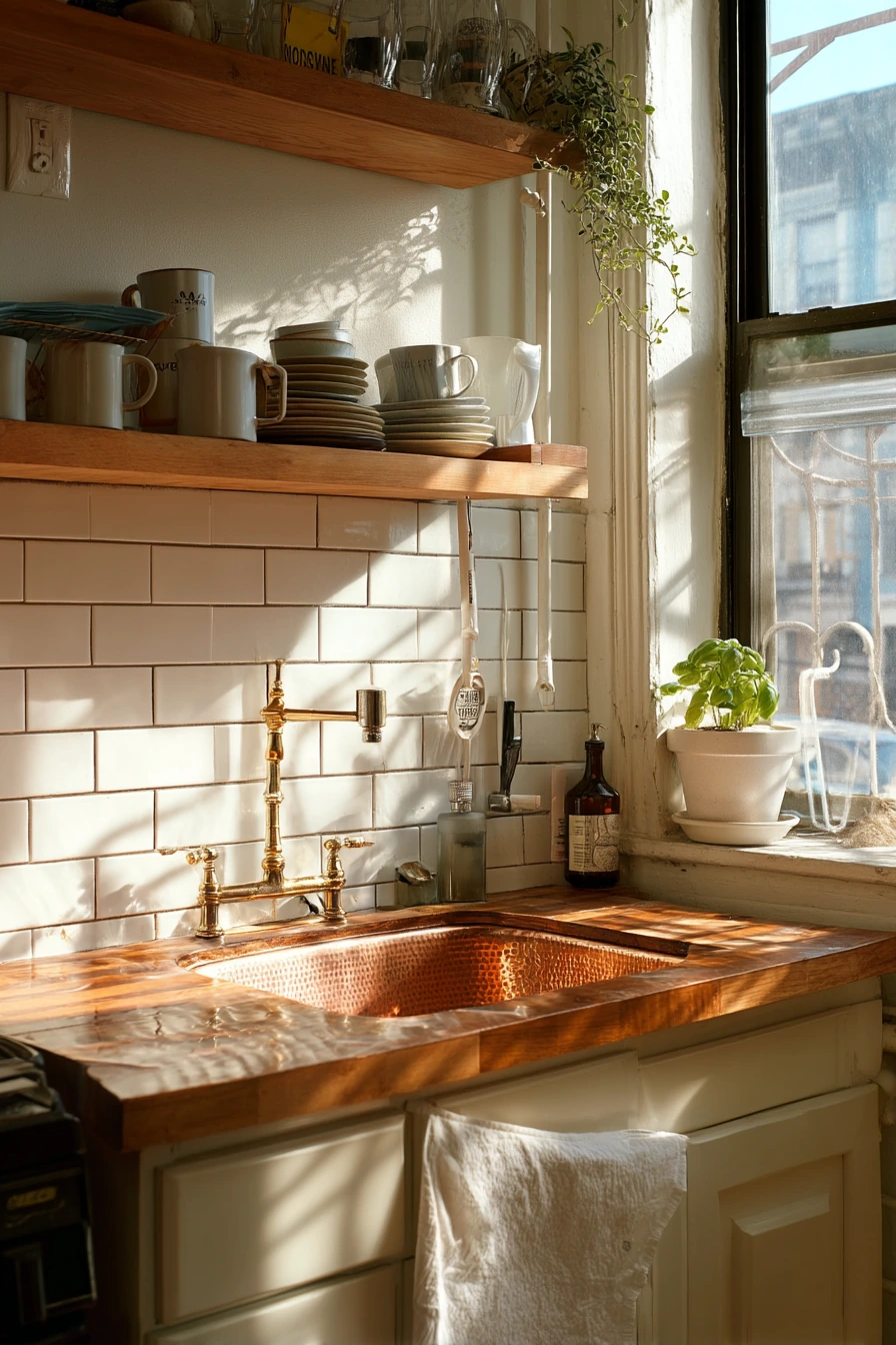Small Galley Kitchen Copper Sink Upgrade