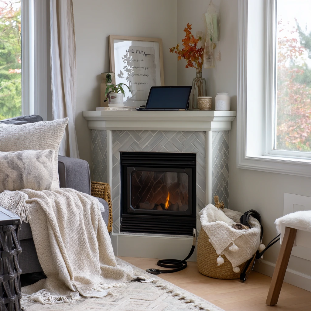 Renter-Friendly Corner Fireplace Styling