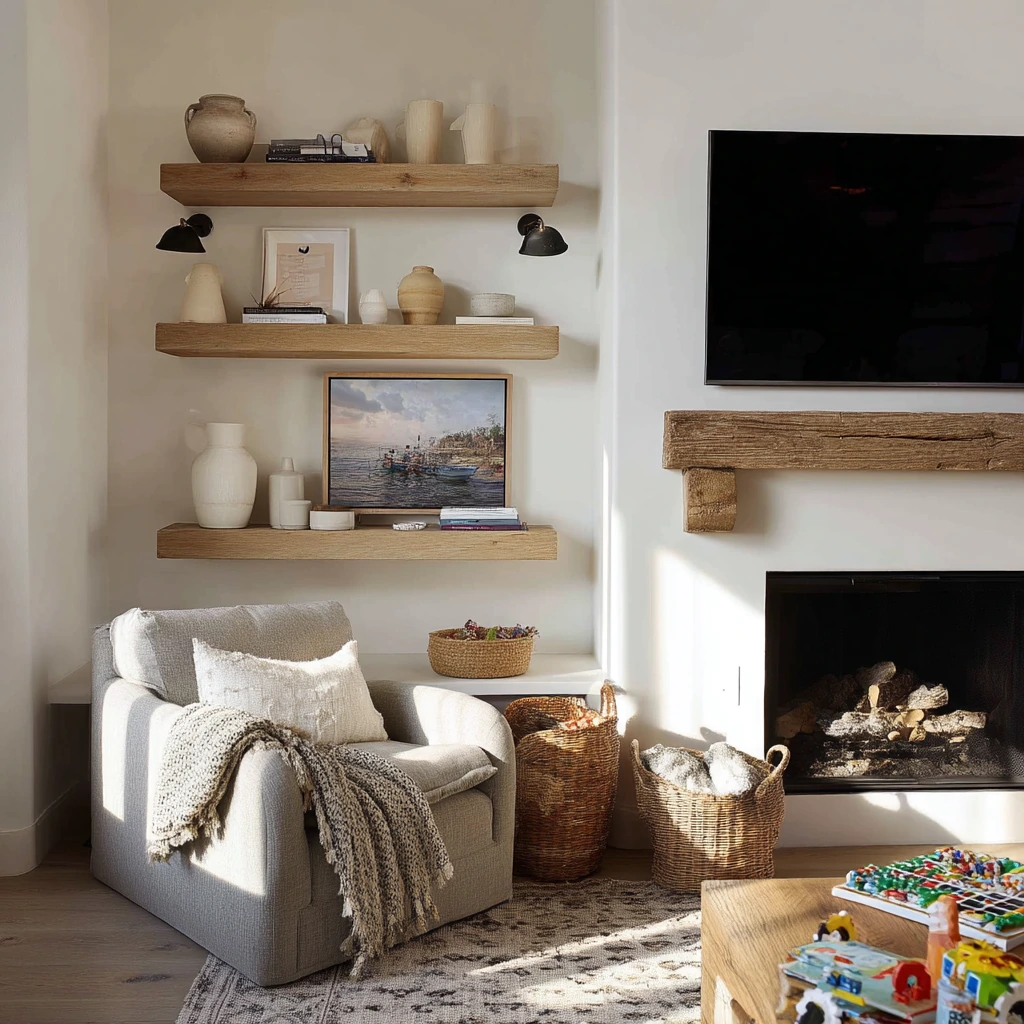 Modern Farmhouse Corner Hearth with TV