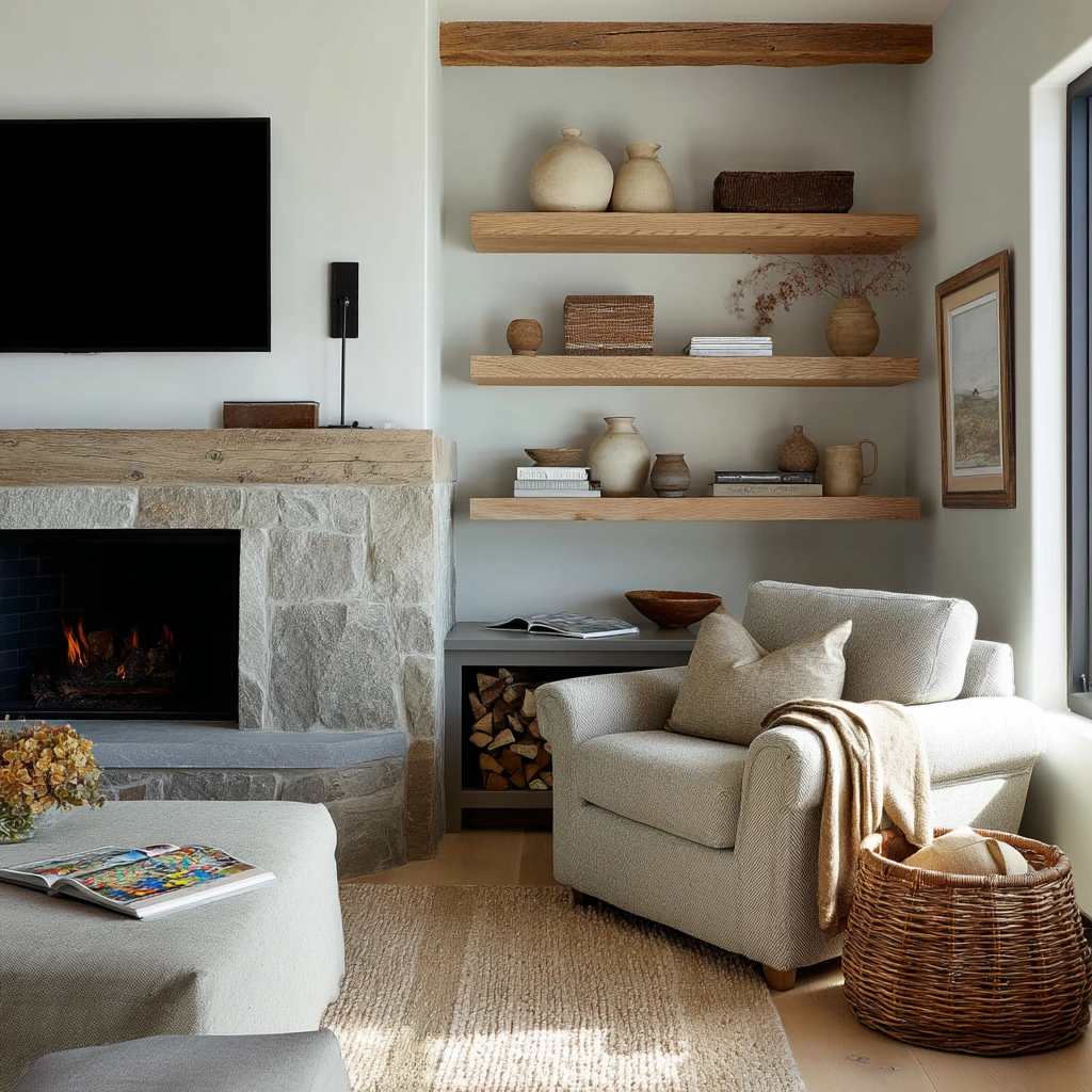 Modern Farmhouse Corner Hearth with TV