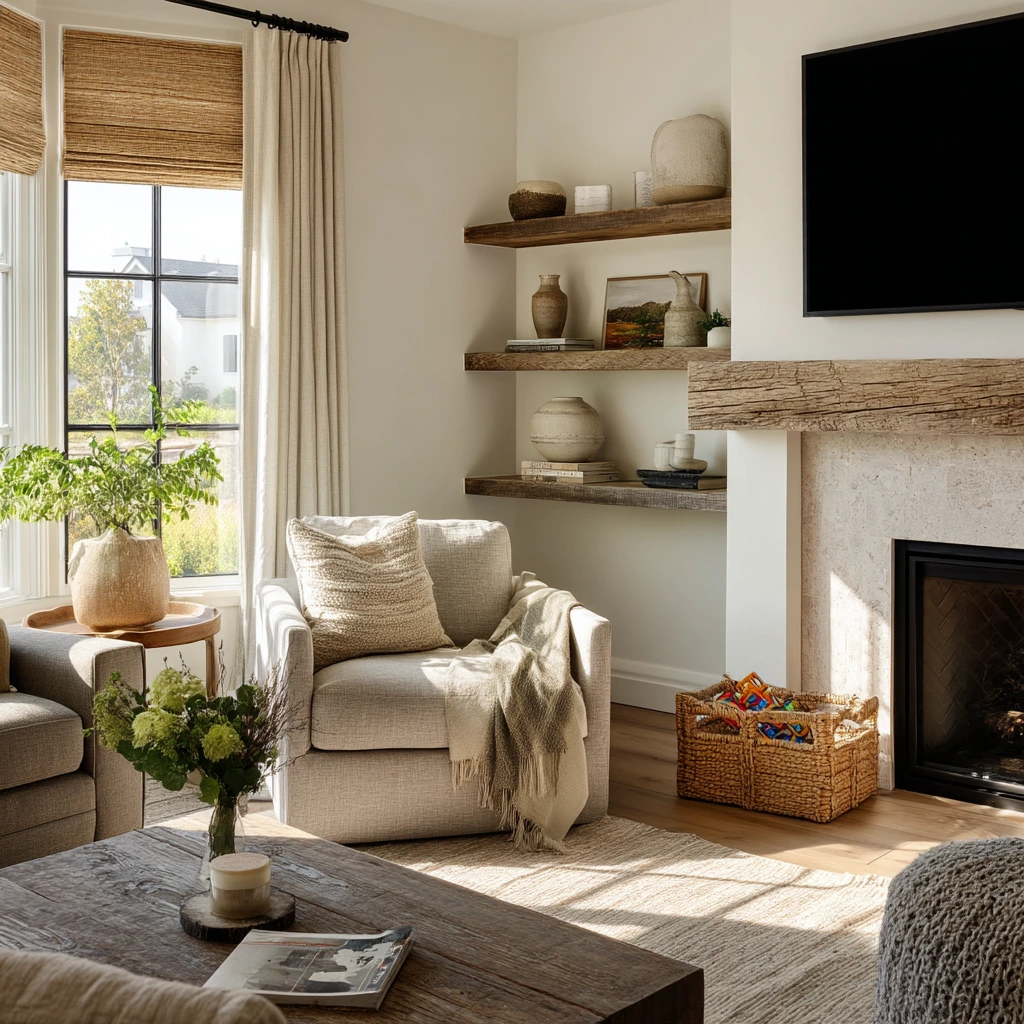 Modern Farmhouse Corner Hearth with TV