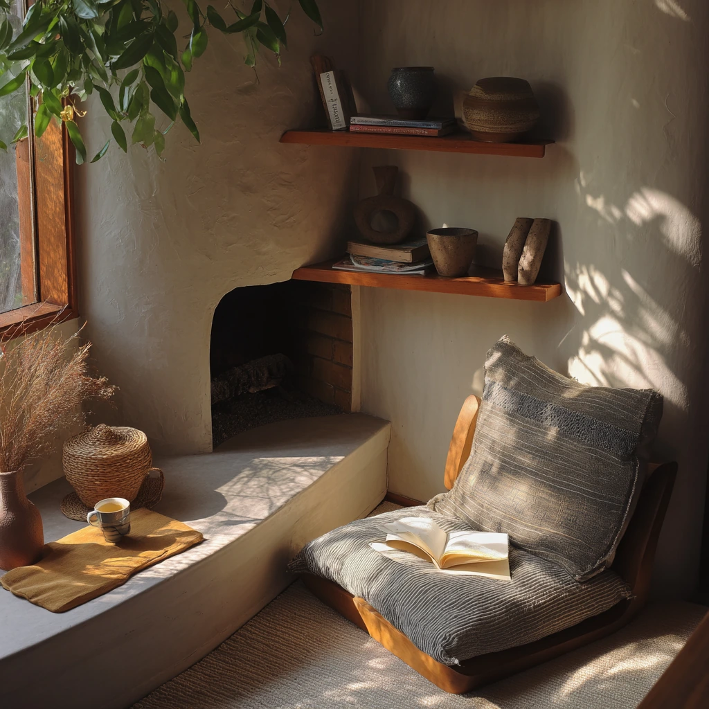 Boho Reading Spot by the Corner Fire