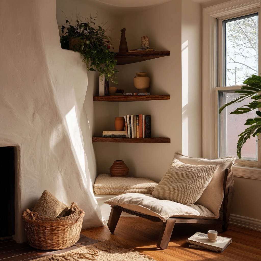 Boho Reading Spot by the Corner Fire