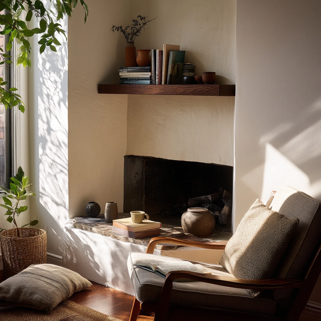 Boho Reading Spot by the Corner Fire