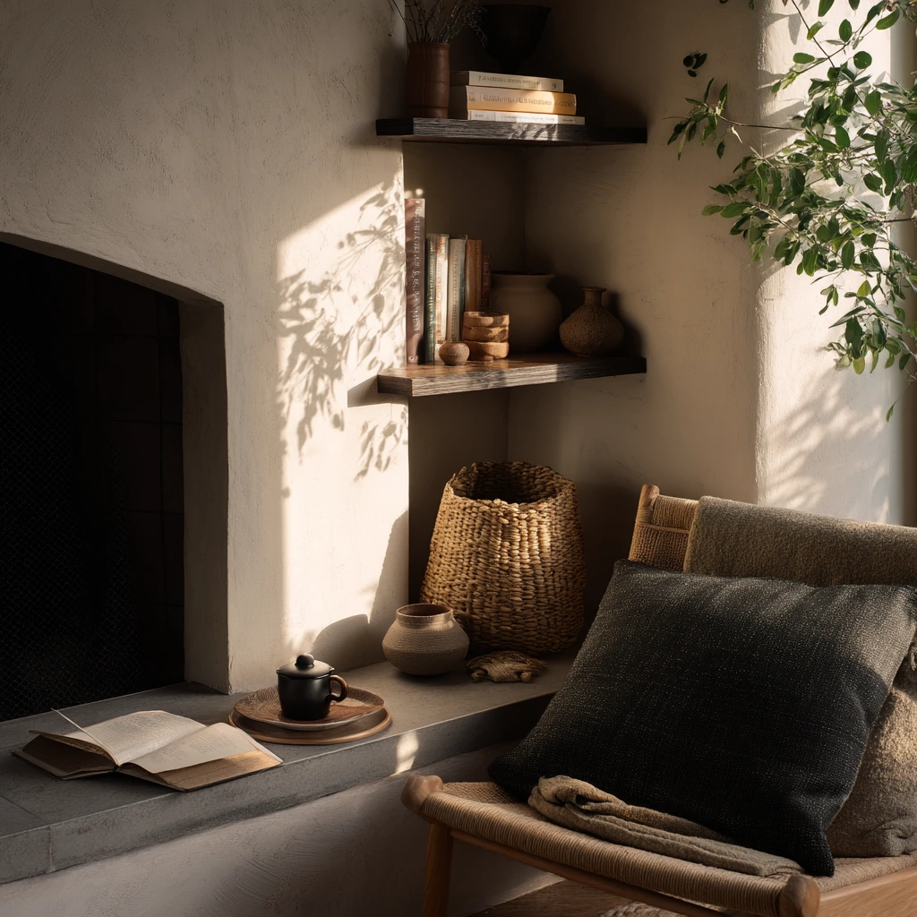 Boho Reading Spot by the Corner Fire