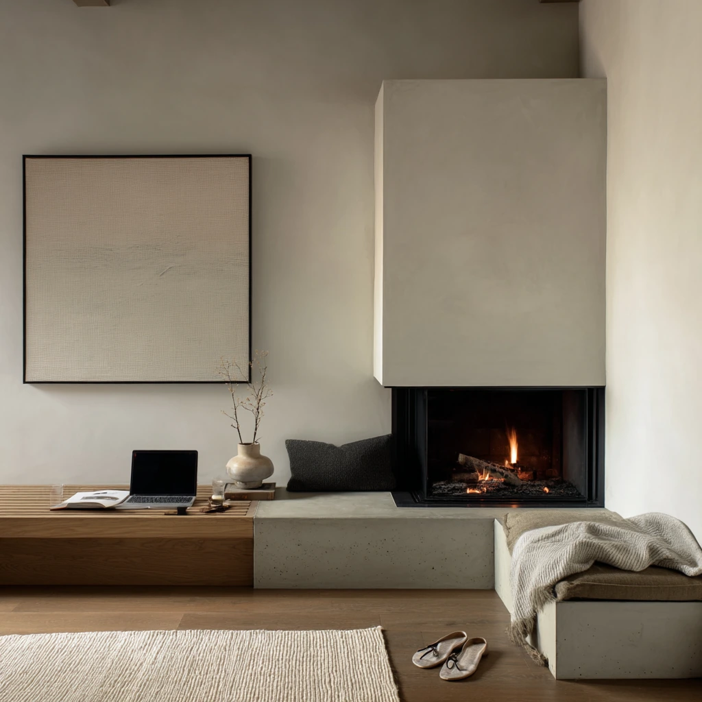 Minimal Contemporary Corner Fireplace