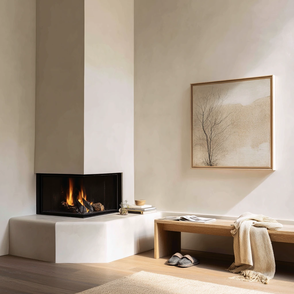 Minimal Contemporary Corner Fireplace
