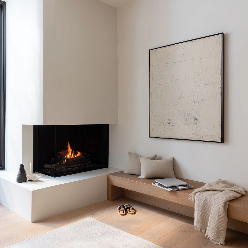 Minimal Contemporary Corner Fireplace