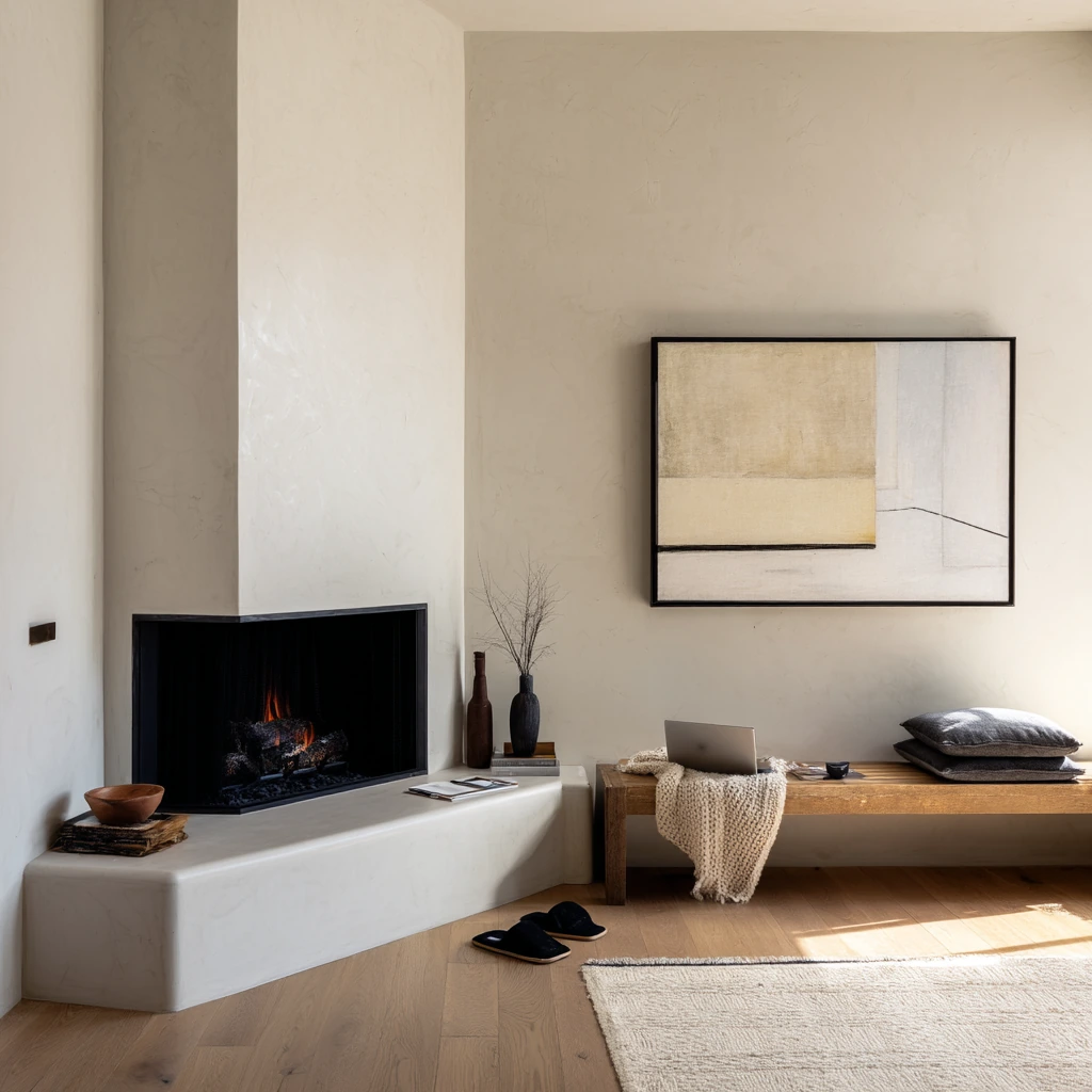 Minimal Contemporary Corner Fireplace