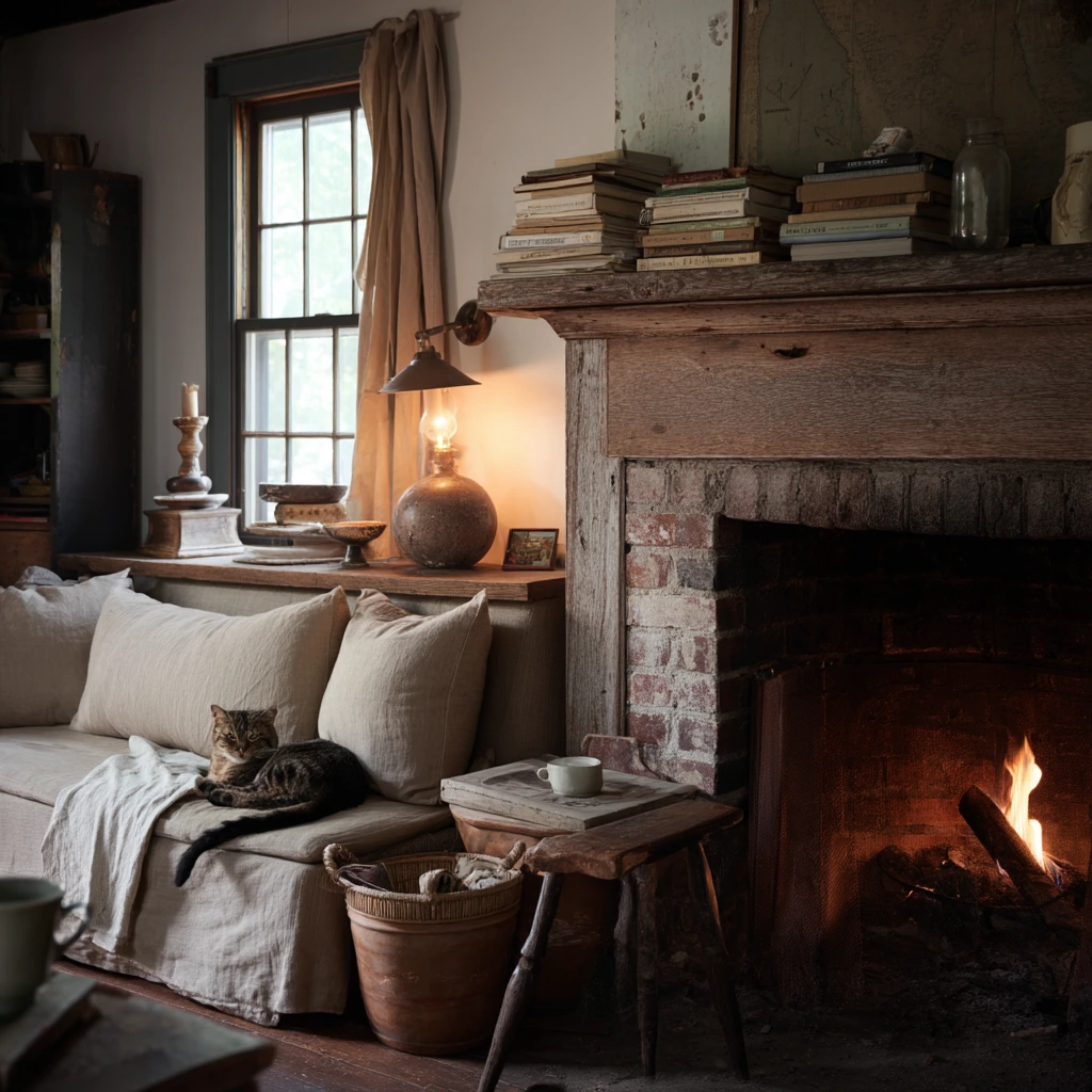 Rustic Cottage Corner Fireplace
