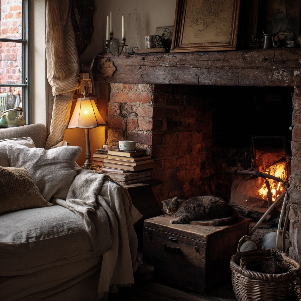Rustic Cottage Corner Fireplace