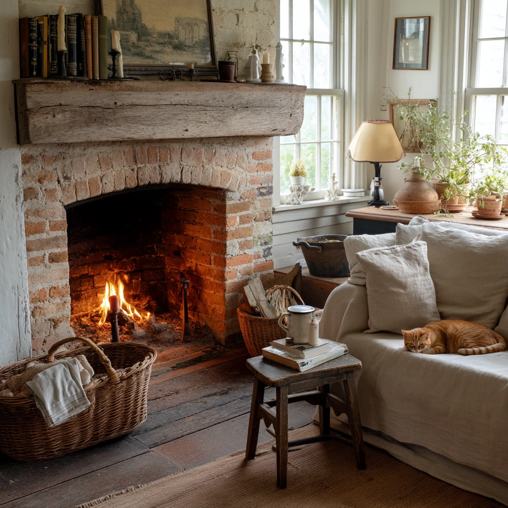 Rustic Cottage Corner Fireplace