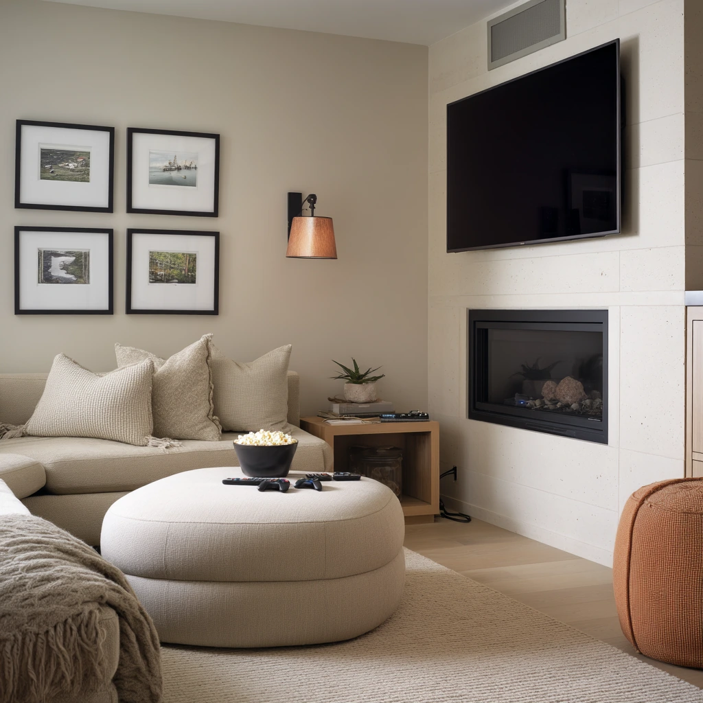 Entertainment Wall with Corner Fireplace