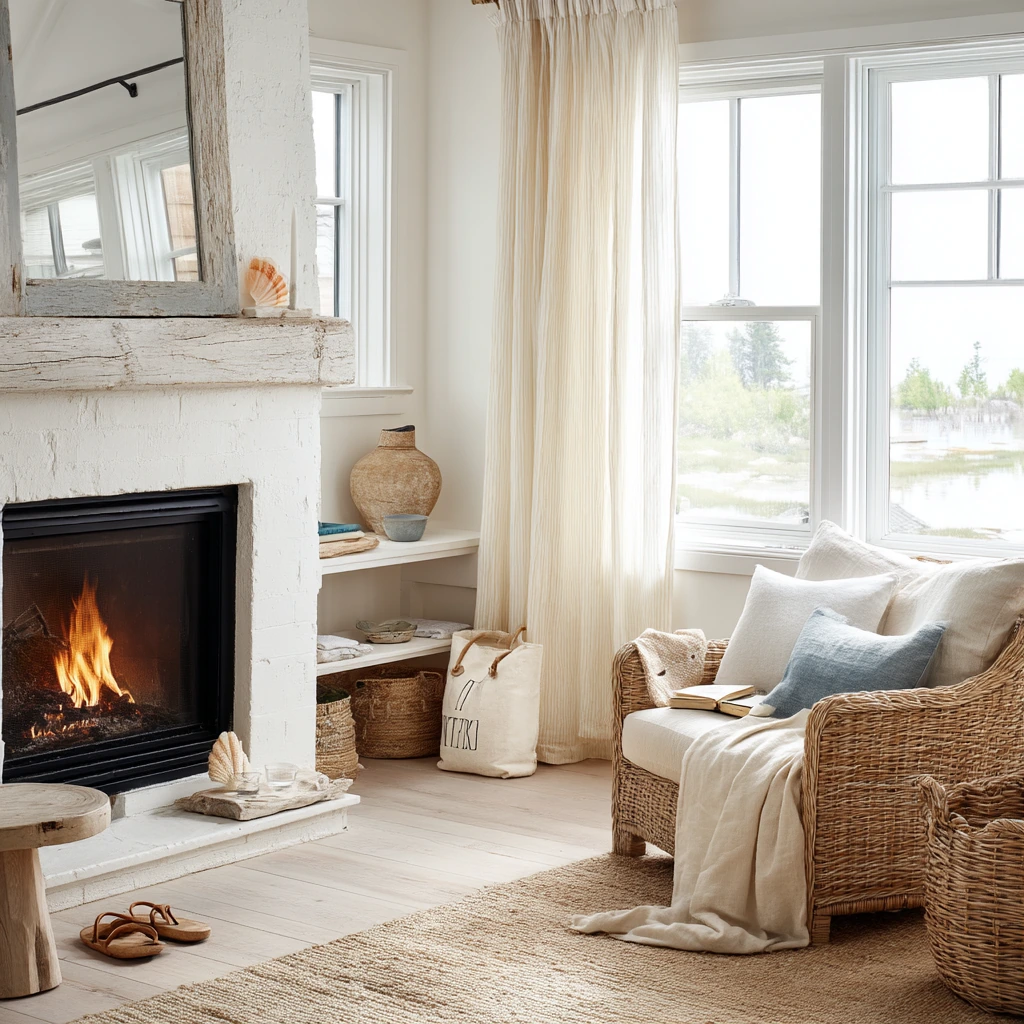 Coastal Corner Fireplace for Everyday Living