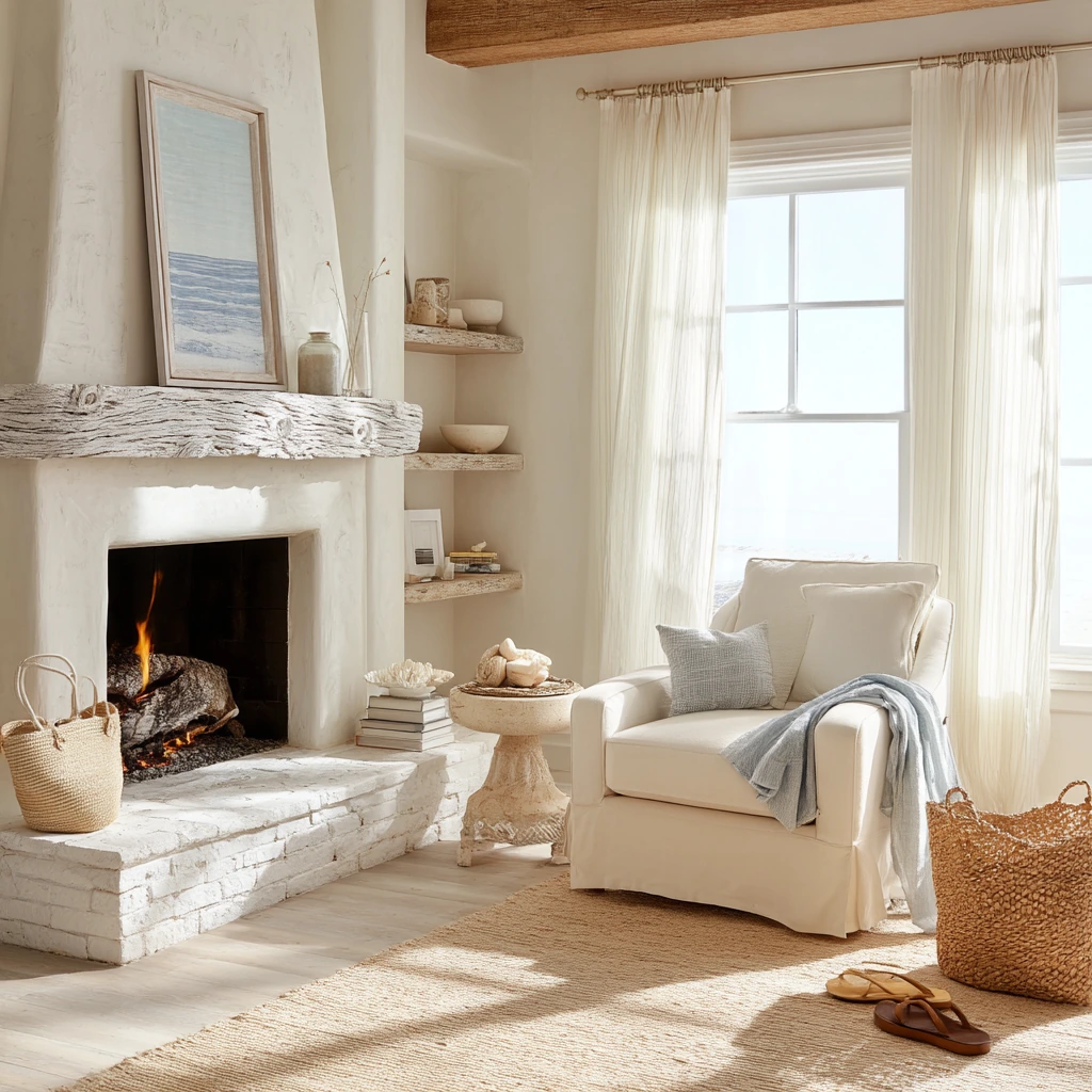 Coastal Corner Fireplace for Everyday Living