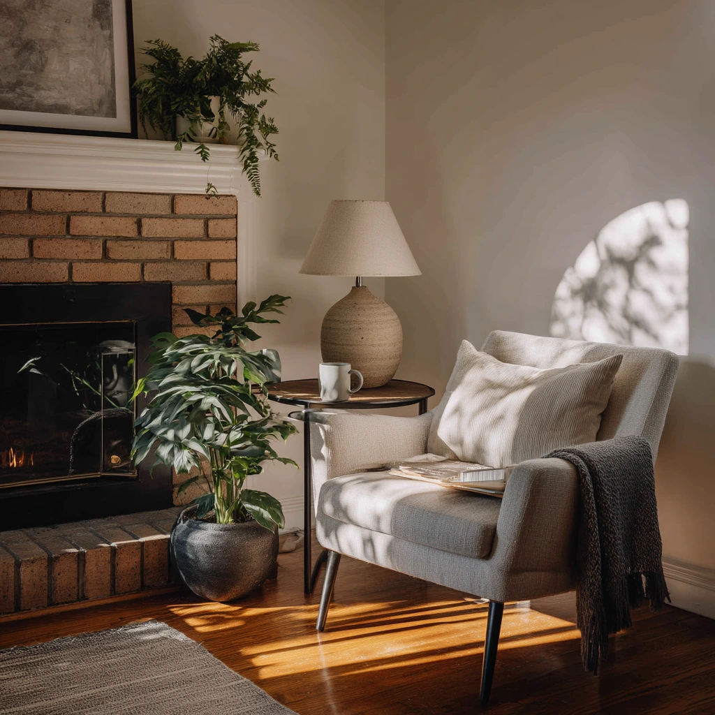 Small Apartment Corner Fireplace Nook