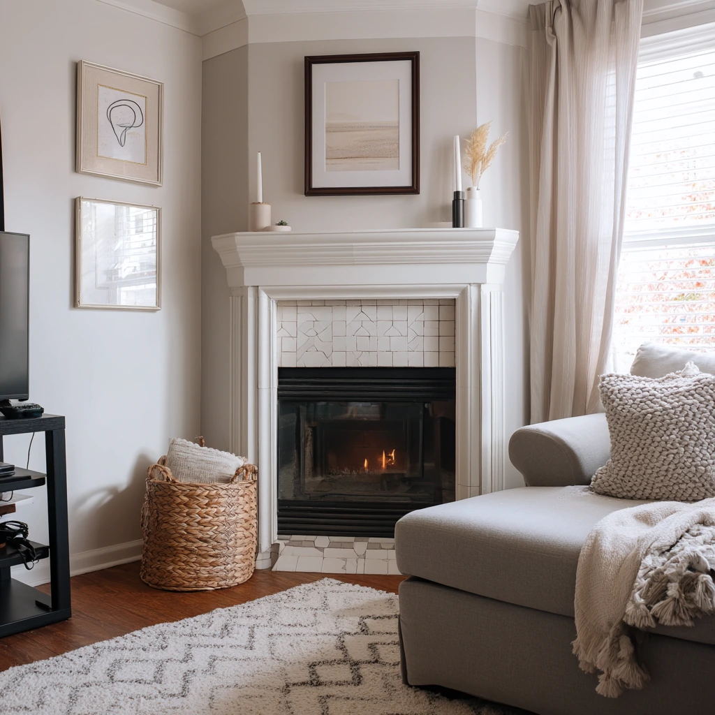 Renter-Friendly Corner Fireplace Styling
